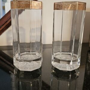 Versace Gold and Clear Glass Vases
